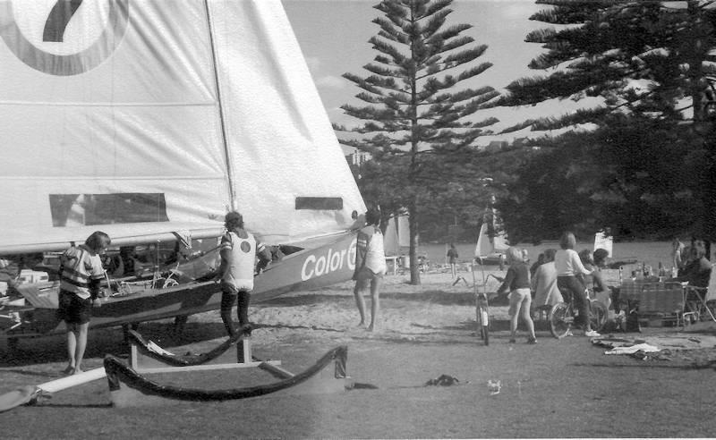 Iain Murray's Color 7 18ft Skiff launching ahead of a Sydney Harbour Marathon photo copyright John Stanley Collection taken at Sydney Flying Squadron and featuring the 18ft Skiff class