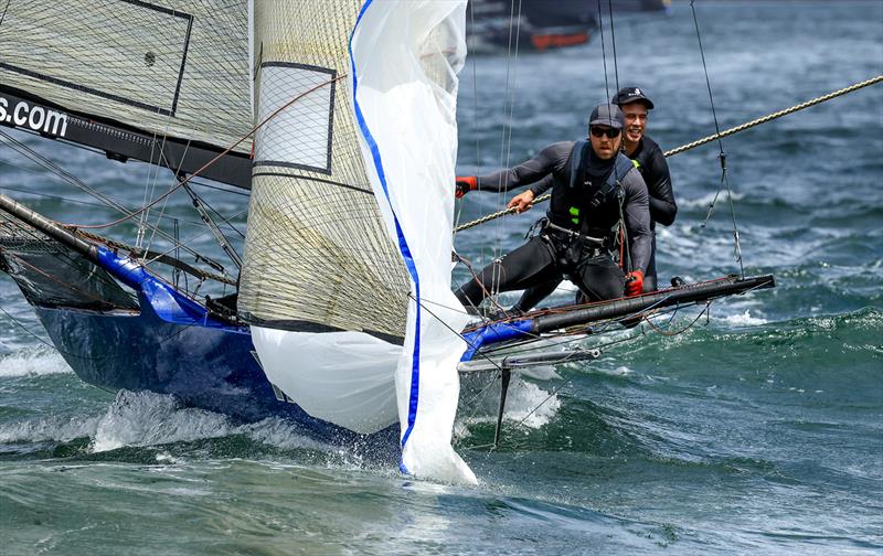 18ft Skiff Australian Championship Race 1: Yandoo approaches the bottom mark photo copyright SailMedia taken at Australian 18 Footers League and featuring the 18ft Skiff class