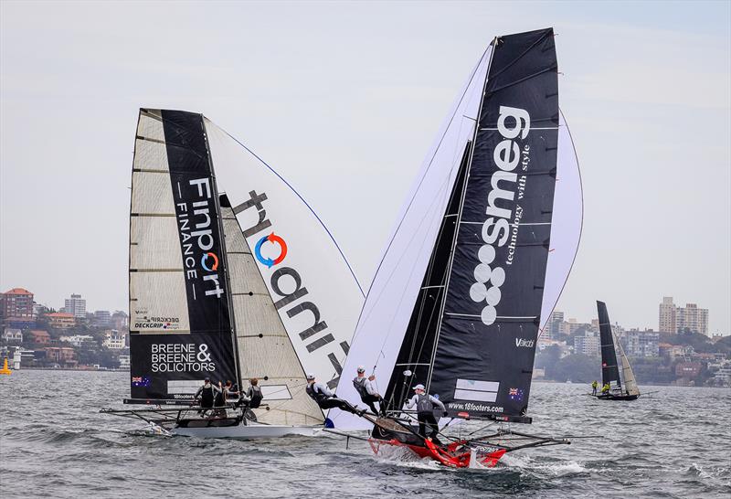 18ft Skiff 2024 JJ Giltinan Championship Invitation Race: Spinnaker run to the wing mark photo copyright SailMedia taken at Australian 18 Footers League and featuring the 18ft Skiff class