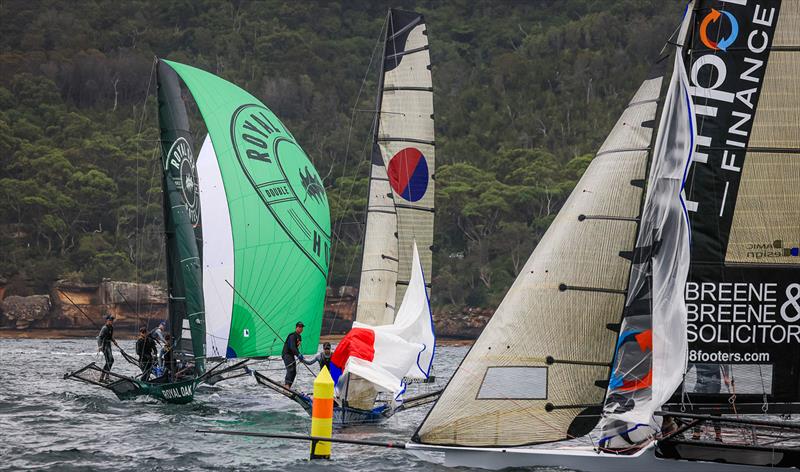 18ft Skiff 2024 JJ Giltinan Championship Race 1: Obelisk mark rounding photo copyright SailMedia taken at Australian 18 Footers League and featuring the 18ft Skiff class