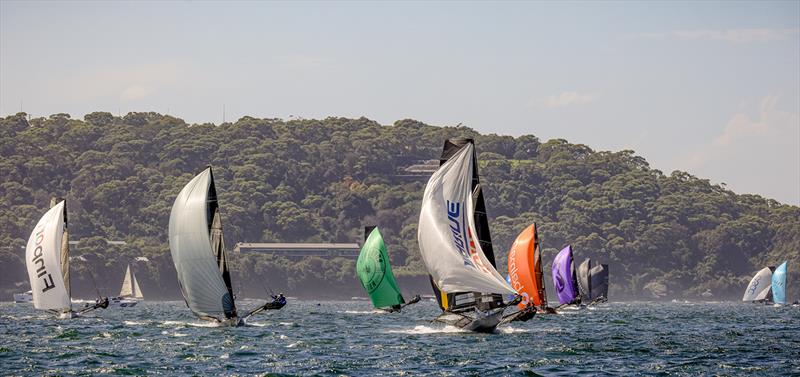 18ft Skiff 2024 JJ Giltinan Championship Race 2: Charging downwind - photo © SailMedia