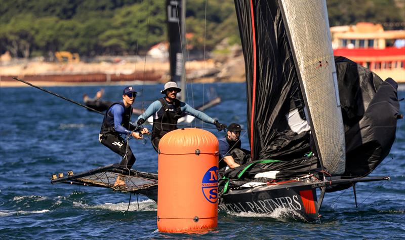 18ft Skiff 2024 JJ Giltinan Championship Races 3 & 4: Lazarus leads at the bottom mark - photo © SailMedia