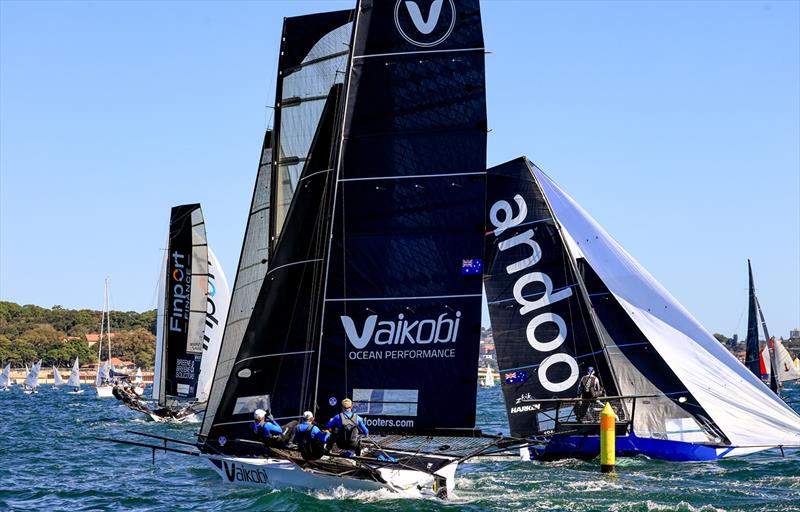 Weather mark rounding during race 8 of the 18ft Skiff Winnings 2024 JJ Giltinan Championship photo copyright SailMedia taken at Australian 18 Footers League and featuring the 18ft Skiff class