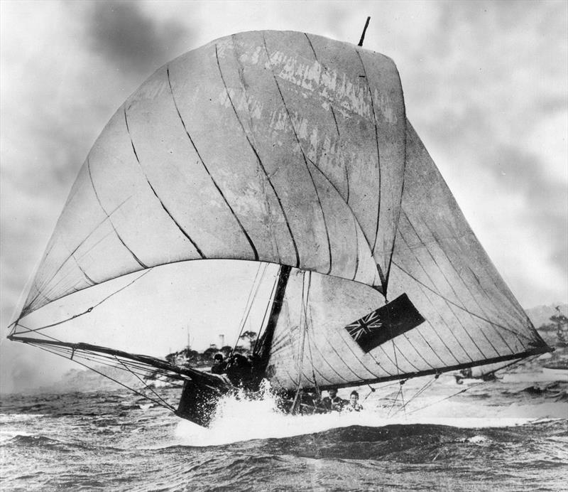 Britannia, which was reported to regularly carry 2,800 sq ft of sail photo copyright Archive taken at Australian 18 Footers League and featuring the 18ft Skiff class