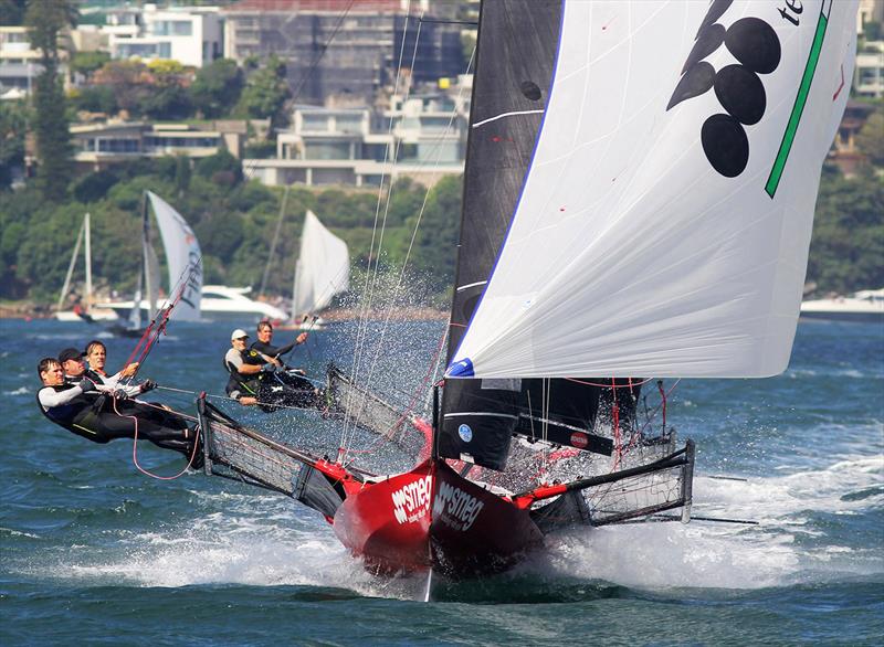 Smeg winning the 2021 Giltinan Championship photo copyright Frank Quealey taken at Australian 18 Footers League and featuring the 18ft Skiff class