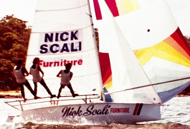 Racing on Nick Scali Furniture in the 1980s photo copyright Michael Spies taken at Australian 18 Footers League and featuring the 18ft Skiff class