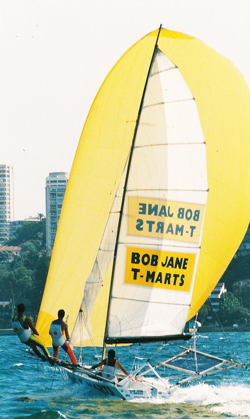 Bob Jane T-Marts-2Day FM, skippered by Michael Spies in the 1989,90 and 91 worlds photo copyright Frank Quealey taken at Australian 18 Footers League and featuring the 18ft Skiff class