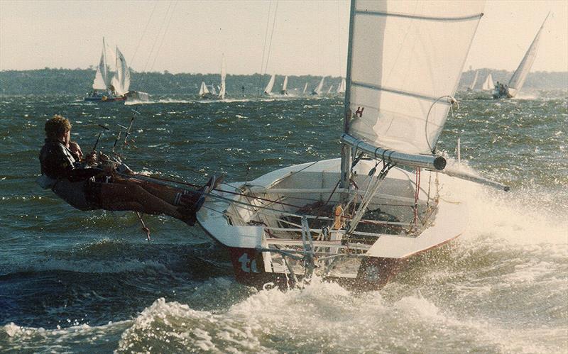 Tom's Tyres, a part of the WA fleet in the early 1980s photo copyright Archive taken at Australian 18 Footers League and featuring the 18ft Skiff class