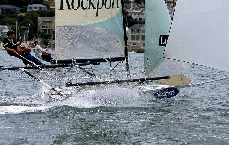 The crew drive Rockport on a two-sail leg photo copyright Bob Ross taken at Australian 18 Footers League and featuring the 18ft Skiff class