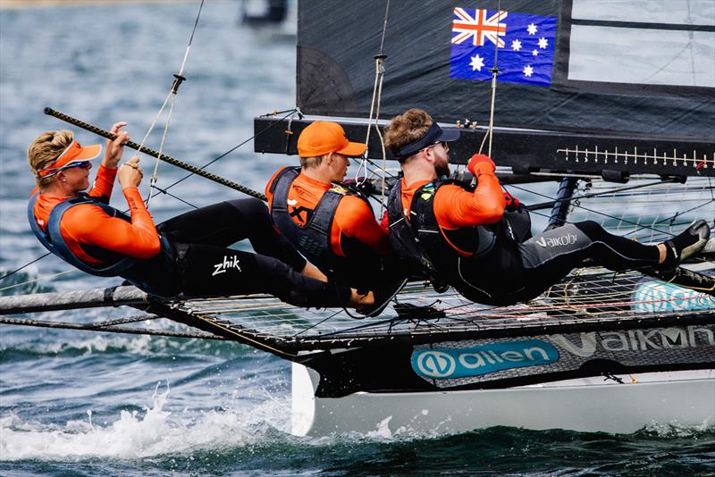 Sixt crew at the Giltinan Championship (Suellen Hurling @Live Sail Die) photo copyright Suellen Hurling / Live Sail Die taken at Australian 18 Footers League and featuring the 18ft Skiff class