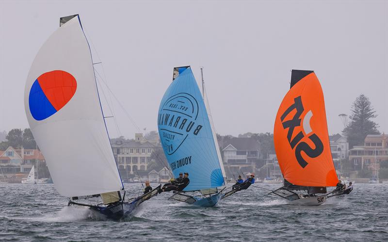 South east spinnaker run photo copyright SailMedia taken at Australian 18 Footers League and featuring the 18ft Skiff class