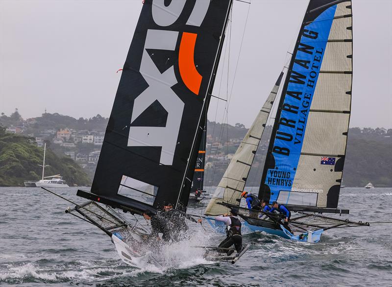 Close fleet racing during the 2024-25 season photo copyright SailMedia taken at Australian 18 Footers League and featuring the 18ft Skiff class
