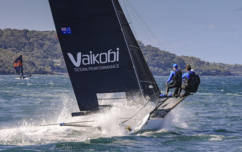 Tight reach in a southerly wind photo copyright SailMedia taken at Australian 18 Footers League and featuring the 18ft Skiff class