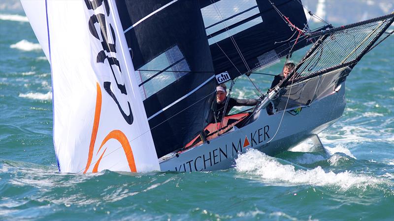 Interesting moment for the NSW champion team in 2017-18 photo copyright Frank Quealey taken at Australian 18 Footers League and featuring the 18ft Skiff class
