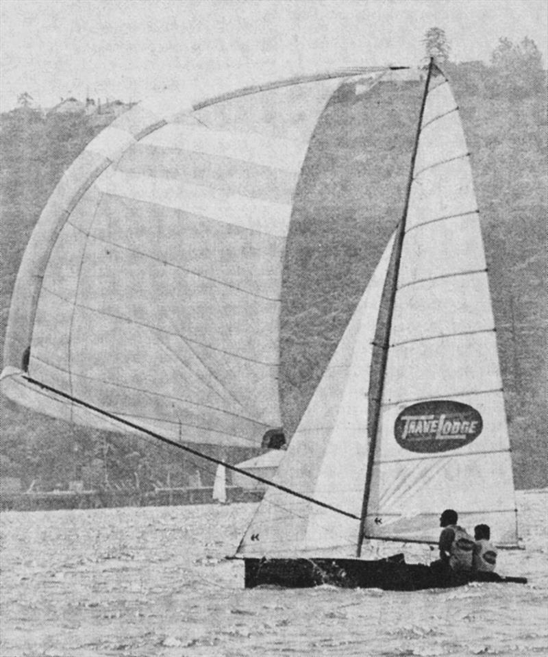 Woody's Interdominion 12ft skiff champion Travelodge photo copyright Press clipping taken at Australian 18 Footers League and featuring the 18ft Skiff class