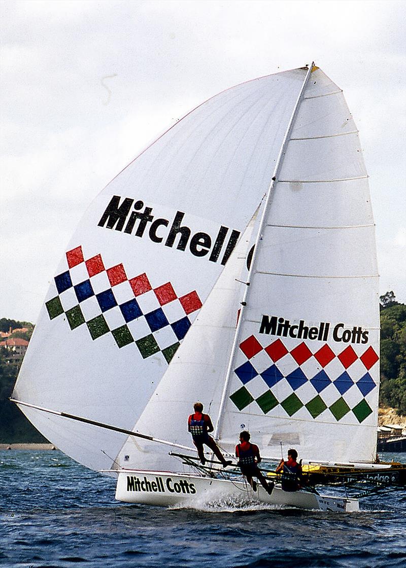 Mitchell Cotts in the early 1980s  photo copyright Frank Quealey taken at Australian 18 Footers League and featuring the 18ft Skiff class
