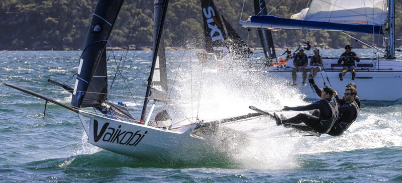 Vaikobi's crew in Race 2 action photo copyright SailMedia taken at Australian 18 Footers League and featuring the 18ft Skiff class