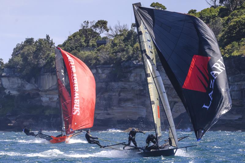 The battle for fourth place at Obelisk- 2025 SIXT Spring Championship photo copyright SailMedia taken at Australian 18 Footers League and featuring the 18ft Skiff class