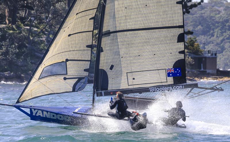 Winning action for Yandoo's team - 2025 SIXT Spring Championship photo copyright SailMedia taken at Australian 18 Footers League and featuring the 18ft Skiff class
