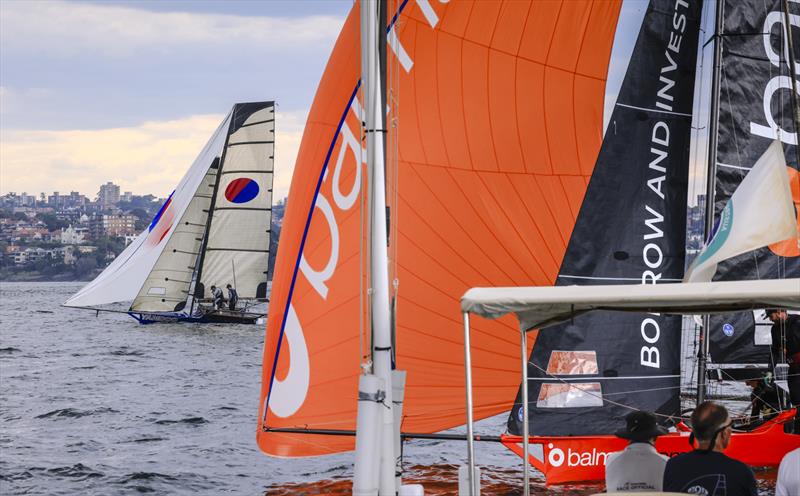18ft Skiff NSW Championship Day 4 - Dead heat for 2nd in Race 7 - photo © SailMedia