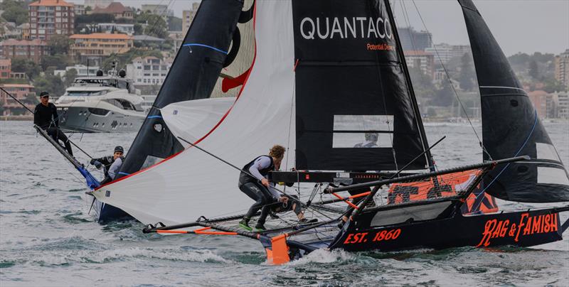 Ben and The Rag team lead narrowly from Andoo photo copyright SailMedia taken at Australian 18 Footers League and featuring the 18ft Skiff class