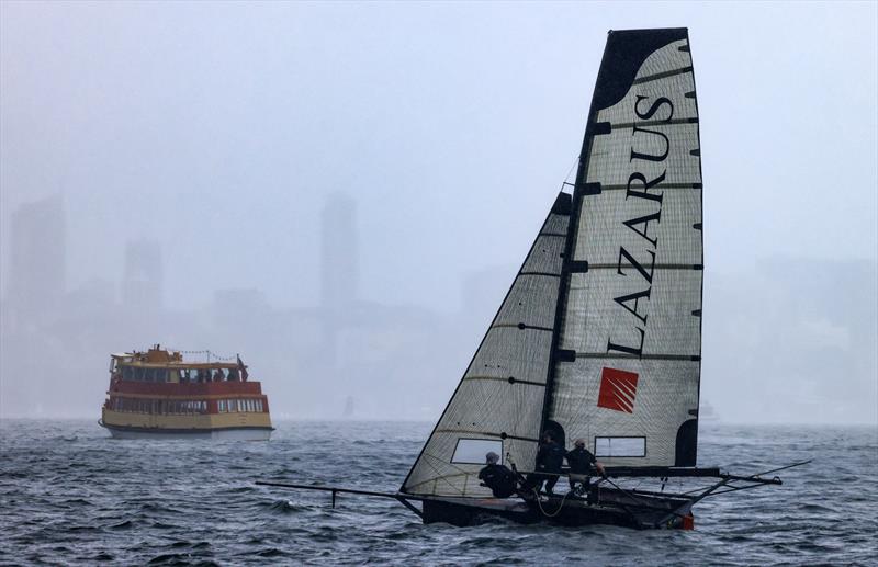 Lazarus and the lone spectator ferry  - 2025-26 Australian 18ft skiff Championship - photo © SailMedia