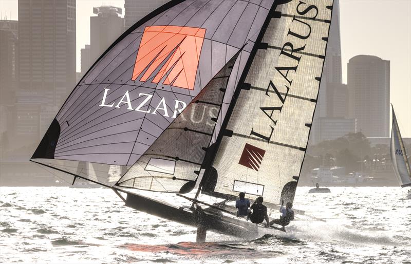 A win to Lazarus Capital Partners in Race 3 gives the team victory in the Balmain Cup photo copyright SailMedia taken at Australian 18 Footers League and featuring the 18ft Skiff class