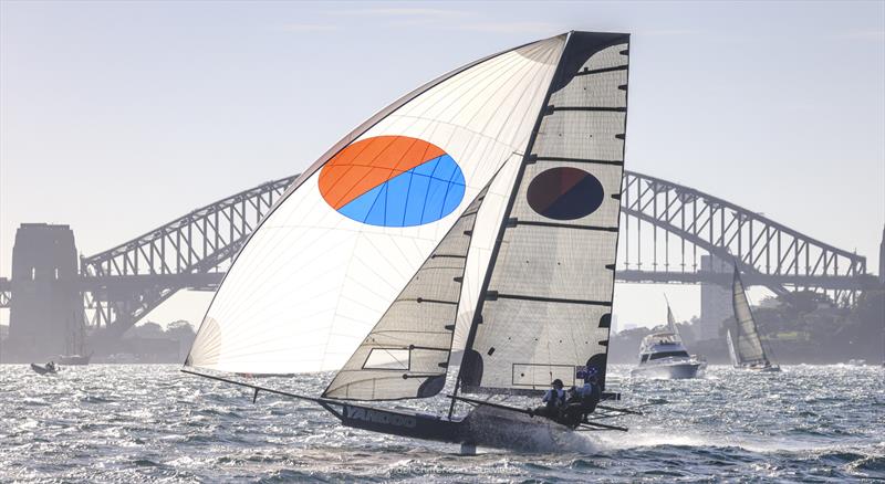 Yandoo on the run to the finish in Race 2 - Balmain Cup photo copyright SailMedia taken at Australian 18 Footers League and featuring the 18ft Skiff class