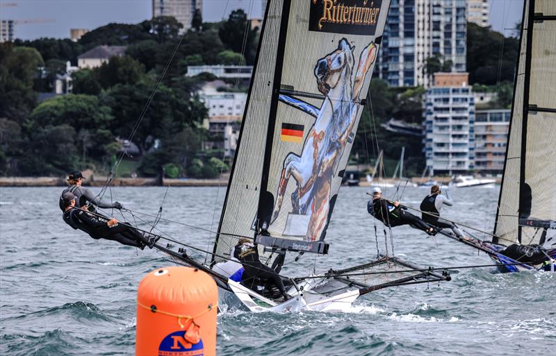 18ft Skiff Season Point Score Race 19 - Leading two teams head for the finish line - photo © SailMedia