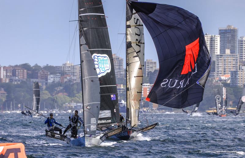 JJ Giltinan 18ft Skiff World Championship 2026 Race 6 & 7 - Big Foot Bags and Covers leads to Chowder Bay - photo © SailMedia