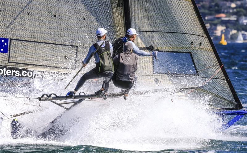 Yandoo's crew in action at the Giltinan worlds photo copyright SailMedia taken at Australian 18 Footers League and featuring the 18ft Skiff class