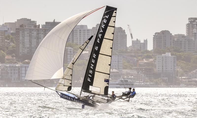 Fisher and Paykel photo copyright SailMedia taken at Australian 18 Footers League and featuring the 18ft Skiff class