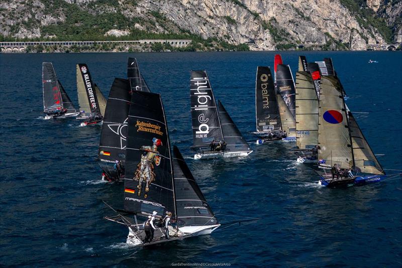 The fleet during the 2026 18ft Skiff European and Mark Foy Championship - photo © GardaTrentinoWind / Circolo Vela Arco