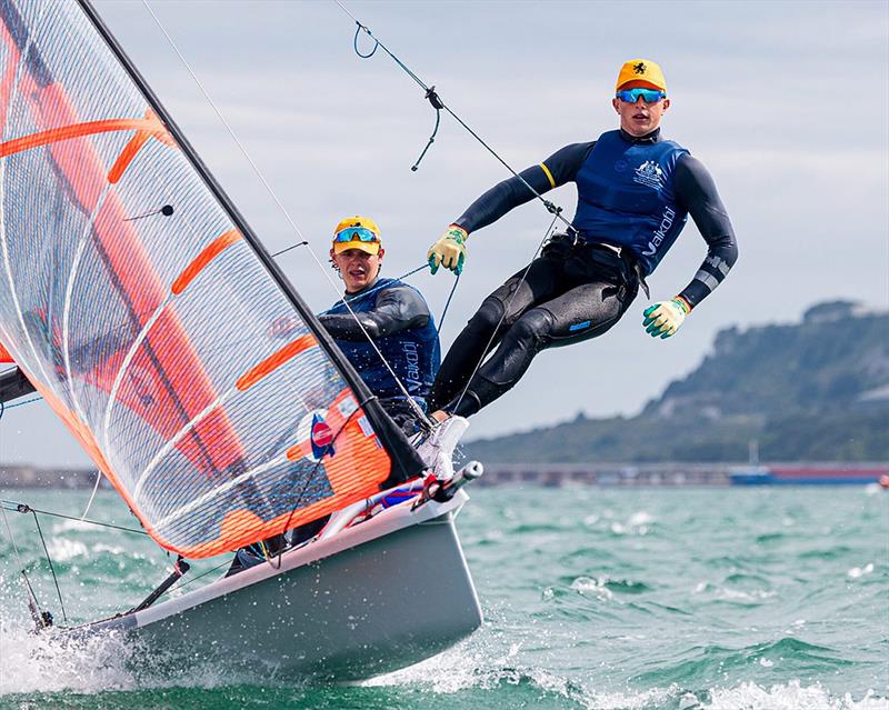 Ben Crafoord, with fellow 18ft skiff skipper Jacob Marks, at the 2023 29er Worlds in Weymouth - photo © Digital Sailing