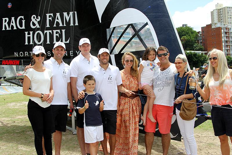 The Calligeros family christen a new Rag and Famish Hotel skiff in December 2013 - photo © Frank Quealey