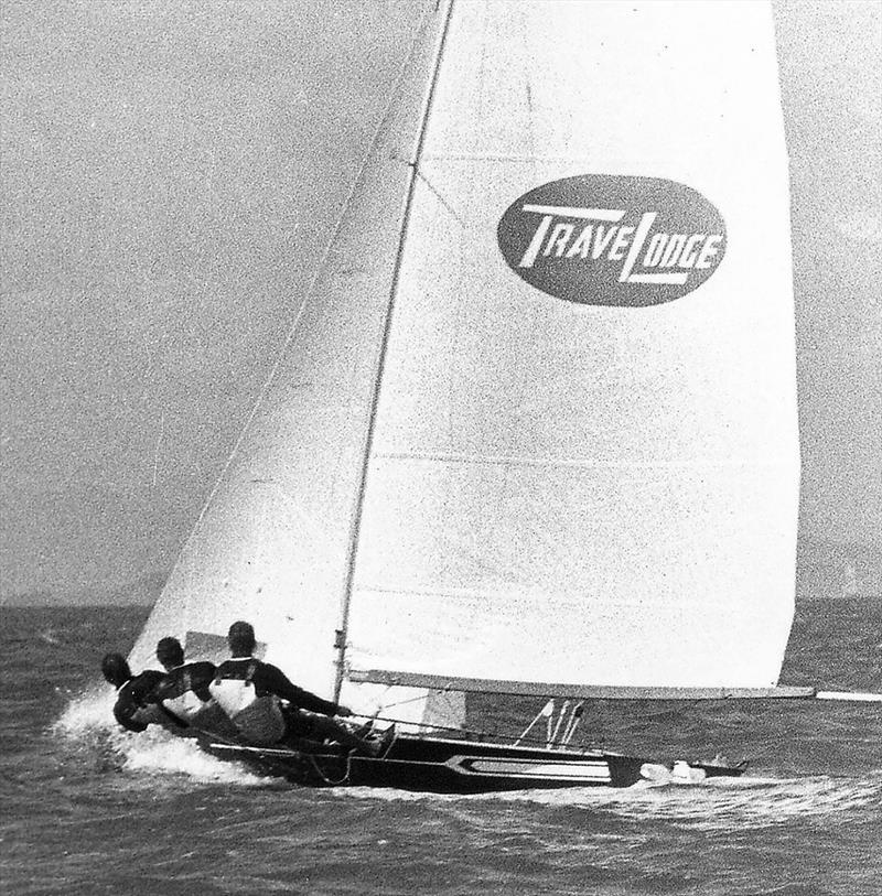 Travelodge New Zealand in smooth action to windward in 1974 photo copyright Archive taken at Australian 18 Footers League and featuring the 18ft Skiff class