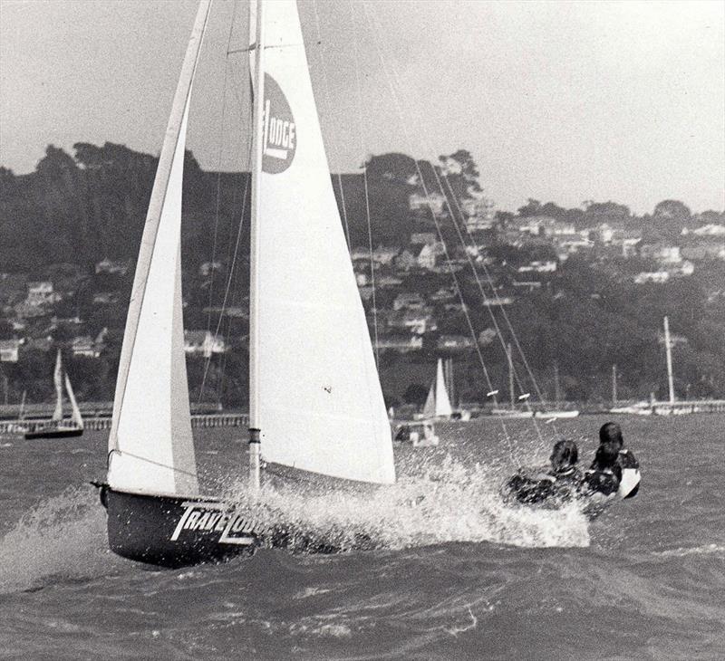 Travelodge powering to windward in 1974 photo copyright Archive taken at Australian 18 Footers League and featuring the 18ft Skiff class
