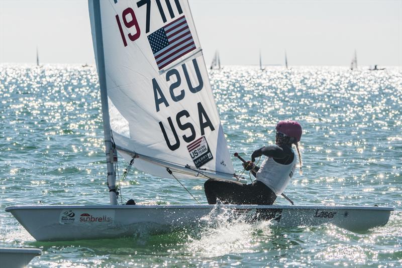 Paige Railey at ISAF Sailing World Cup Miami photo copyright Jen Edney / US Sailing Team Sperry taken at Coconut Grove Sailing Club and featuring the SKUD 18 class