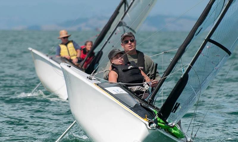 Oceanbridge Sail Auckland day 1 photo copyright Brad Davies taken at Royal Akarana Yacht Club and featuring the SKUD 18 class