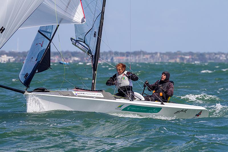 Skud 18 Gold for Daniel Fitzgibbon and Leisl Tesch at the Para World Sailing Championships photo copyright Teri Dodds taken at Royal Yacht Club of Victoria and featuring the SKUD 18 class