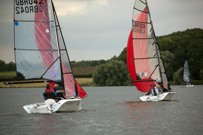 SKUDs in pursuit during the 2019 Hansa UK Nationals at Rutland photo copyright John Deane taken at Rutland Sailing Club and featuring the SKUD 18 class