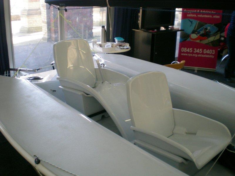 Seating positions on a SKUD 18 photo copyright Magnus Smith / www.yachtsandyachting.com taken at RYA Dinghy Show and featuring the SKUD 18 class