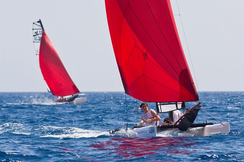 James Henson and Oli Greber at the Sail First ISAF Youth Worlds photo copyright Icarus / ISAF Youth Worlds taken at  and featuring the SL16 class