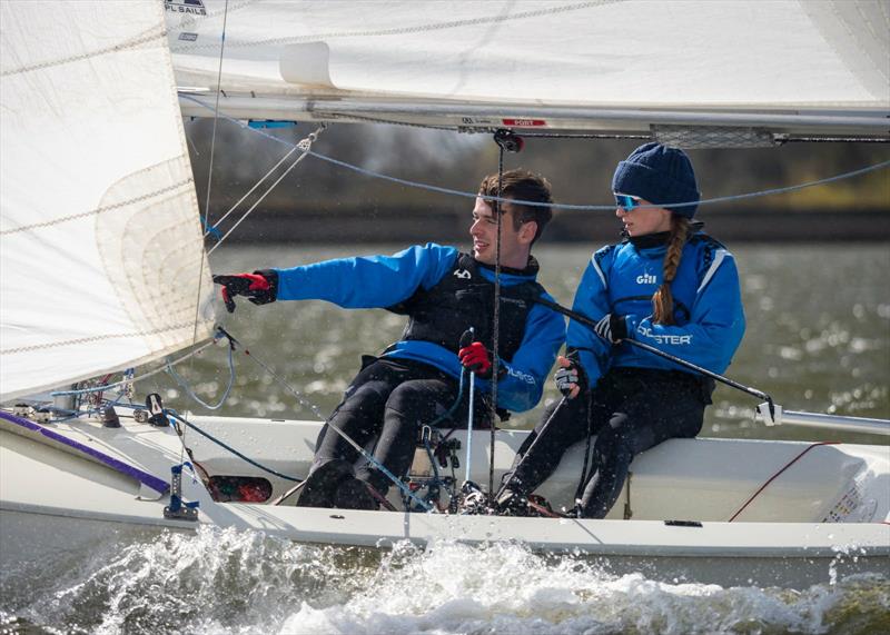 Edie Carter and Joe Warwicker during the Snipe Junior, Women's and Under 30 Nationals 2026 at Bough Beech photo copyright Amy Barrett taken at Bough Beech Sailing Club and featuring the Snipe class