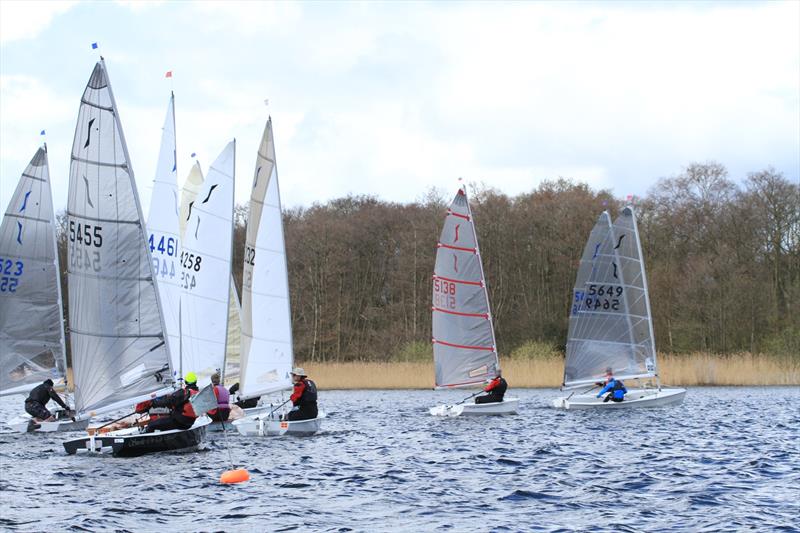 Race 3, 2 boats OCS at the Rollesby Broad Solo Open photo copyright Stuart Highfield taken at Rollesby Broad Sailing Club and featuring the Solo class