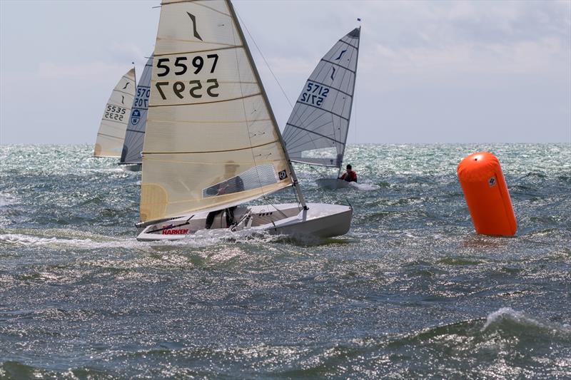 Andy Davis in classic conditions during the Solo Southern Area Championship at Felpham photo copyright Bill Brooks taken at Felpham Sailing Club and featuring the Solo class