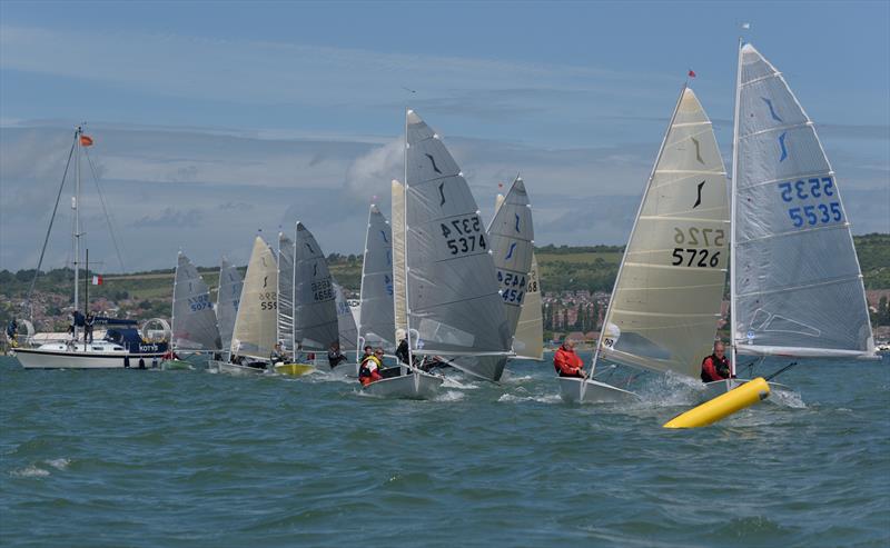 Race 1 start during the Portchester Solo Open photo copyright Chris Raymont taken at Portchester Sailing Club and featuring the Solo class