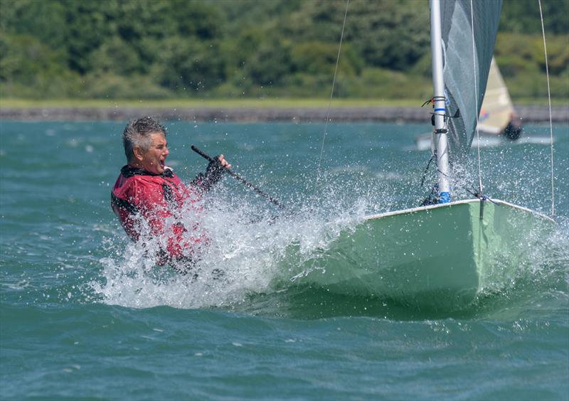 Jon Powell after his Port tack flyer during the Portchester Solo Open photo copyright Chris Raymont taken at Portchester Sailing Club and featuring the Solo class