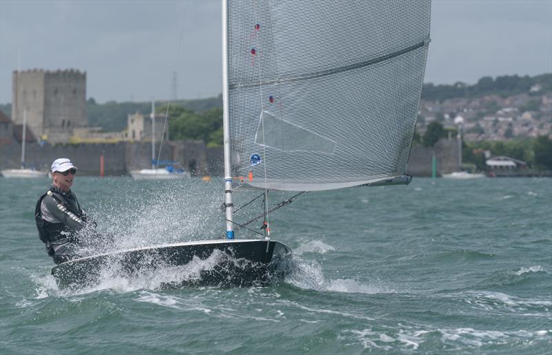 Doug Latta pedal to the metal during the Portchester Solo Open photo copyright Chris Raymont taken at Portchester Sailing Club and featuring the Solo class