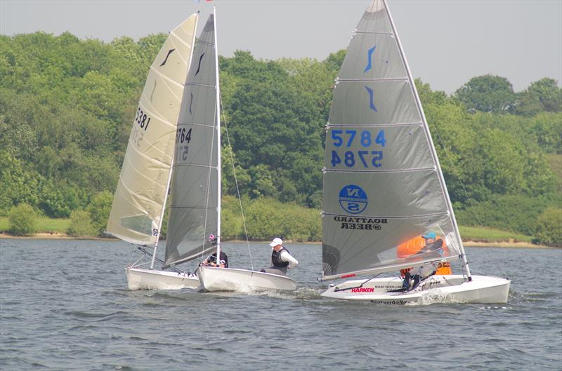 Lawrence Creaser leads form Oliver Davenport and Fraser Hyden in race 2 of the Solo Southern Area Championship at Bough Beech photo copyright Martyn Smith taken at Bough Beech Sailing Club and featuring the Solo class